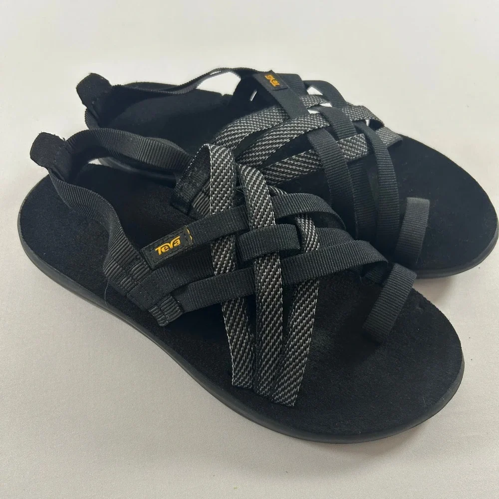 Teva Voya Infinity Space Dye Sandals Womens 8 Black Strappy Slingback Hiking